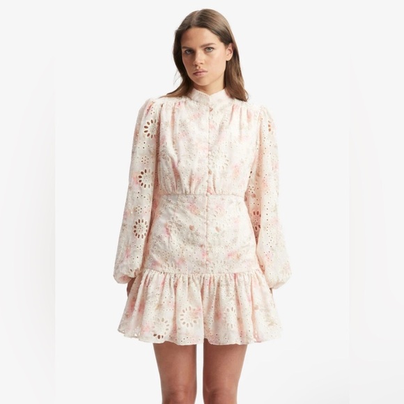 NWT! Bardot Hendry Long-Sleeve Floral Lace Mini Dress - Multiple 🪐 - Picture 10 of 13